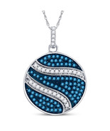 10kt White Gold Womens Round Blue Color Treated Diamond Circle Pendant 3... - £388.88 GBP