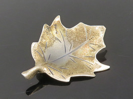 STUART NYE 925 Sterling Silver  - Vintage Etched Autumn Leaf Brooch Pin - BP6623 - £30.02 GBP
