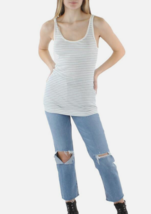 Vince S White Blue Striped Scoop Neck Ribbed Tank Top Pima Cotton Modal ... - £24.22 GBP