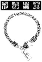 Girls Ladies Inspirational Motivational Silver Charm Bracelet No Excuses - £7.97 GBP