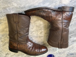Vintage Larry Mahan full quill Ostrich leather brown  cowboy boots men’s 9.5 D  image 5