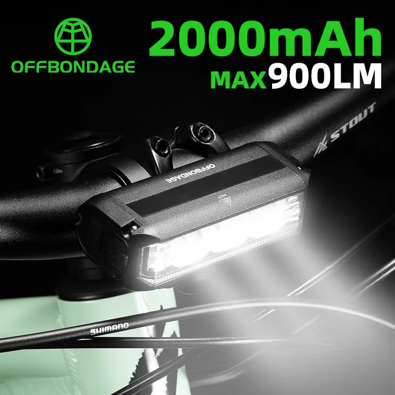 OFFBONDAGE Bicycle Light Front 900Lumen Bike Light 2000mAh Waterproof Flashlight - £7.99 GBP+