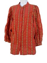 Anthropologie Pilcro Boho Button Down Top Size XL red Cotton blend south... - £15.78 GBP