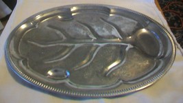 Vintage Silverplated Oval Meat Tray with Spoon rests, Tree Design - $50.00