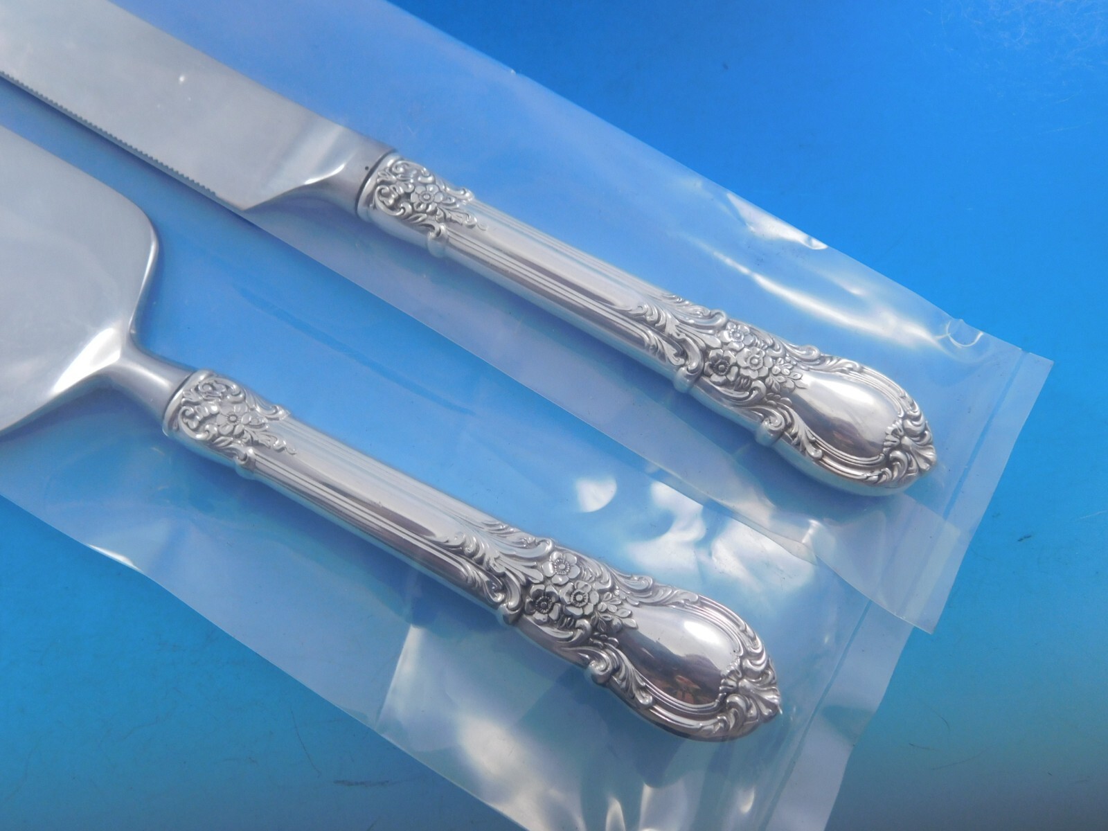 American Victorian by Lunt Sterling Silver Wedding Cake Set Server 2pc Custom HH Item image 4