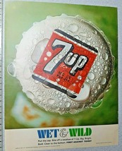 1967 7-UP Vintage Print Ad Bottle Cap Wet &amp; Wild First on Thirst Big Bri... - $9.38