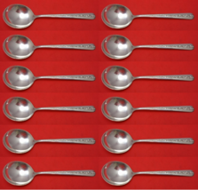 Rambler Rose by Towle Sterling Silver Cream Soup Spoon Set 12 pieces 6 3/8&quot; - £561.60 GBP