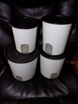 Tupperware Original One Touch Reminder Canisters, Set of 4, Black EUC - £51.47 GBP