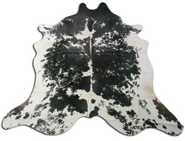 Speckled Longhorn Cowhide Rug Size: 8&#39; X 7.3&#39; Black/White Cowhide Rug O-878 - £248.42 GBP