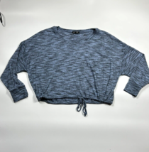 Express Women&#39;s Top Shirt Knit Size Medium Heathered Blue Elastic Waist - $17.75
