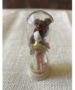 Mini 2 dolls dancers Under Glass tube Dome Vintage souvenir - £15.18 GBP