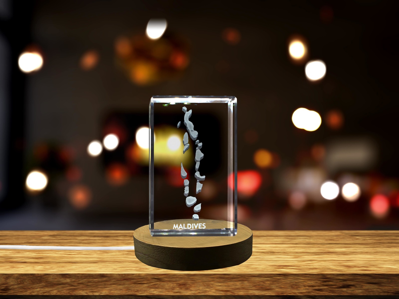 LED Base included | Maldives 3D Engraved Crystal 3D Engraved Crystal Keepsake