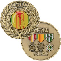 50TH Anniversary Vietnam Veteran 3 Medal Bronze Wreath 1.75&quot; Challenge Coin - £31.33 GBP