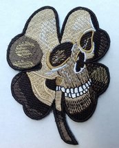 Harley Biker Skull Clover Celtic Embroidered Hook Patch (BRN) - £5.46 GBP