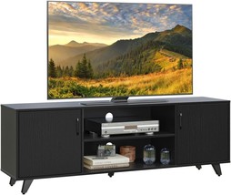 Panana Tv Stand, Entertainment Center With 2 Doors And 2 Cubby, Black, 53.5 Inch - £91.23 GBP