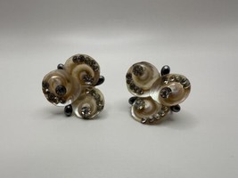 Vintage Handmade She’ll Pearl Clip Earrings 2.8cm - £31.58 GBP