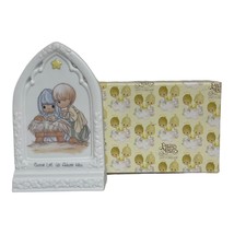 Enesco Precious Moments Window Chapel Plaque Come Let Us Adore Him I believe - $18.23