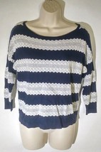 Charter Club Women&#39;s Crew Neck Sweater Size P/P Striped Blue White  - $24.75