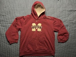 Vintage Nike Mississippi State Bulldogs Hoodie Sweatshirt Medium Maroon - $17.82