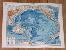 1938 Original Vintage Map Of Pacific Oc EAN Ia Australia America Antarctica - £15.08 GBP