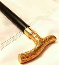 Classic Style Brown Wooden Brass Head handle Walking Stick Cane handmade Style - £28.83 GBP