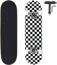31X8 Inch Pro Skateboard Complete,7 Layer Canadian Maple Wood, Black, White - $834.16 MXN