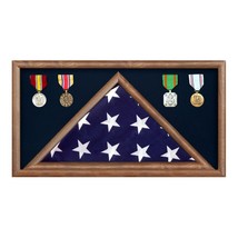 Usa Made Solid Walnut Wood Military Flag Rectangle Display Case Shadow Box - £392.52 GBP