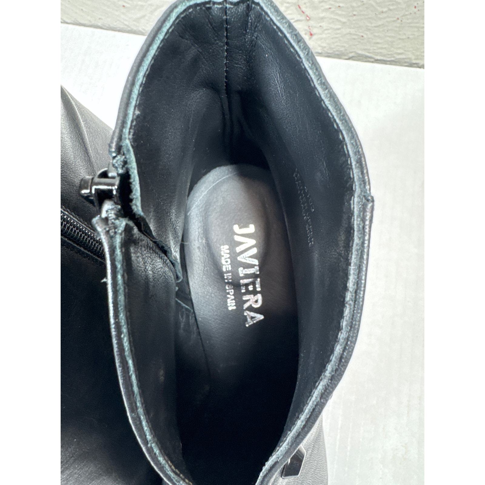 Javiera Leather Ankle Boots Made in Spain Black Ankle Zip Pointed Toe Size 8.5 Item image 3