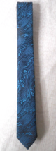 Vintage Expressions Mens Skinny Tie Blue Black Geometric Sea Waves Pattern - £7.73 GBP
