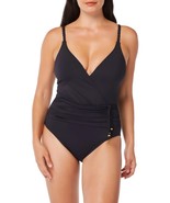 Bleu Rod Beattie Glam Strand Surplice Mio One-Piece Swimsuit SZ 6 Black - $916.08 MXN