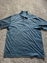 Nike Golf Polo Shirt Mens Size Large  Teal Stripe Fit Dry Short Sleeve Golf - €12,73 EUR