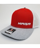 MAGA Trump Richardson 112 Trucker Cap Red Hat Mesh Snapback Offset Embroidered - $26.72