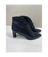 Javiera Leather Ankle Boots Made in Spain Black Ankle Zip Pointed Toe Si... - $34.95