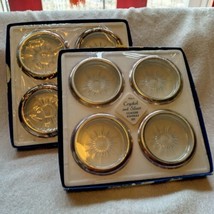 Leonard Italy crystal and silverplate coaster/ashtrays 2 original boxes, 8 total - $35.00