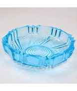 VINTAGE Light Blue Pressed Pattern Glass Ashtray Or Candy Dish Rare  - $9.70