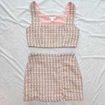 Chic House of Harlow 1960 Pink Tweed Skirt &amp; Crop Top Set Small NEW! - $70.11