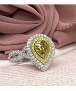 GIA Certified 1.78Ct Pear Fancy Brownish Yellow Diamond Engagement Ring ... - £3,497.19 GBP