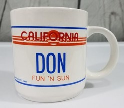 Vintage California License Plate Mug Cup &quot; DON &quot; Fun &#39;N Sun Mug Shanty 1... - £28.01 GBP
