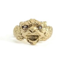 Vintage 1940&#39;s Mythological Creature Goblin Ring 14K Yellow Gold, 6.62 G... - £786.20 GBP