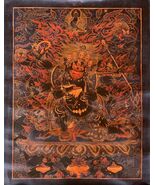SIX ARMED MAHAKALA PROTECTOR ORIGINAL TIBETAN THANGKA PAINTING- OIL VARN... - €202,74 EUR