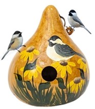 CHICKADEE &amp; BLACK EYED SUSANS GOURD BIRDHOUSE - Amish Hand Painted Bird ... - $53.99