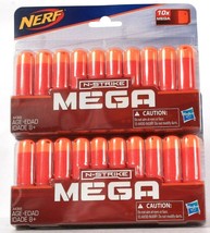 2 Packs Nerf N-Strike Mega 10 Count Red &amp; Orange Dart Refill Age 8 Years &amp; Up - £22.44 GBP