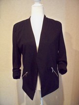 MAURICES LADY&#39;S BLAZER OPEN FRONT MEDIUM BLACK FAUX POCKETS 3/4 LENGTH W... - £11.09 GBP