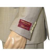 Men Suit BERLUSCONI Turkey 100% Italian Wool Super 180's 3pc Vested #Ber13 Beige image 7