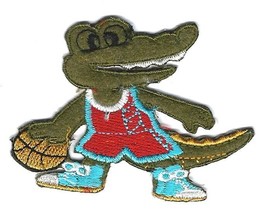 3X2.5&quot; Crocodile Alligator play basketball IRON ON SEW ON PATCH badge ap... - $6.64