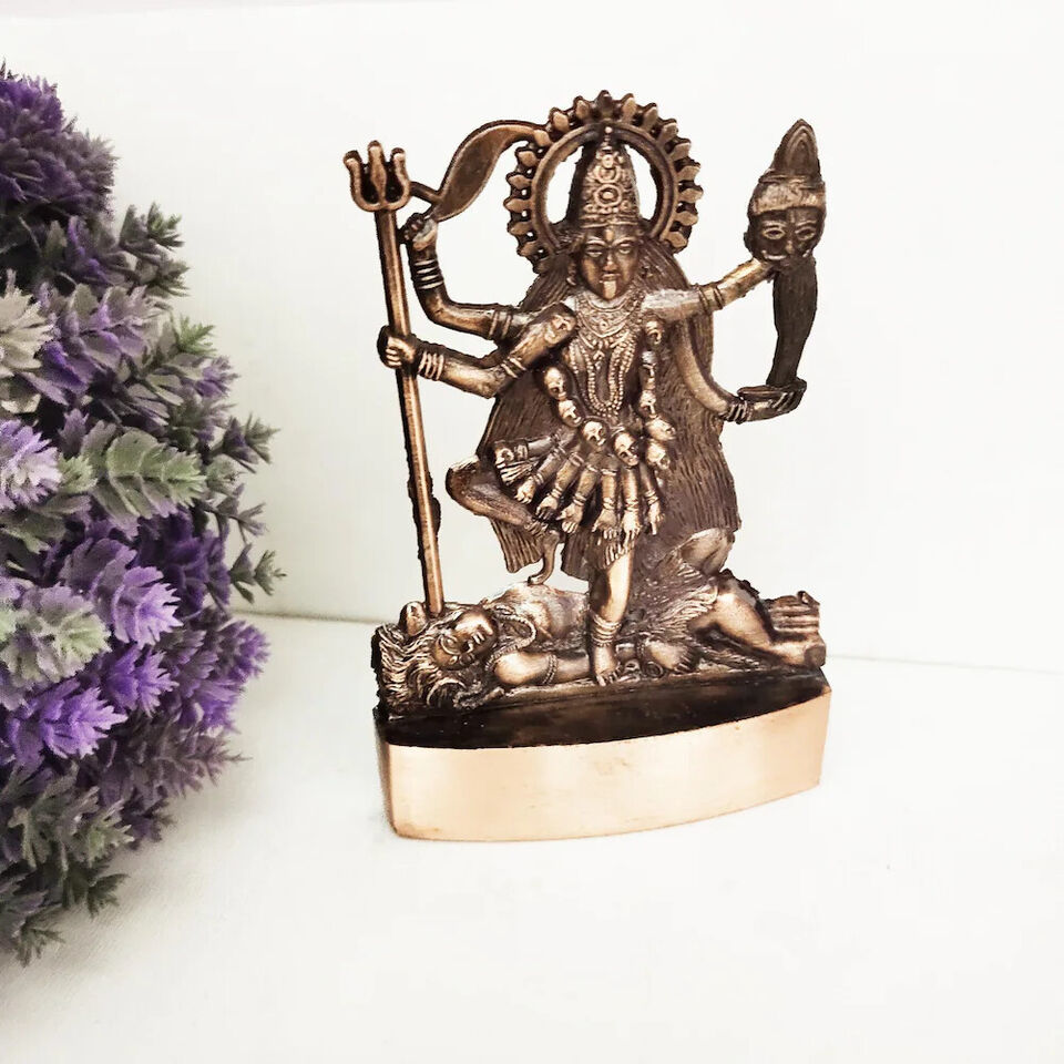 Small Metal Copper Plated Kali MATA Pooja Murti Showpiece Copper Antique... - $22.76