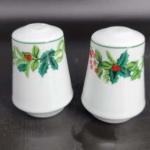 Royal Norfolk Salt &amp; Pepper Shakers Holly Berry Christmas Used Great - £8.00 GBP