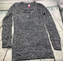 Grey Lace Up Sweater Dress Medium - $14.25
