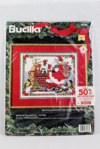 Bucilla Santa On The Rooftop Reindeer Cat Chimney Counted Cross Stitch Kit 83086 - $19.79