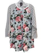 NEW 2.0 LuLaRoe 2XL Blue Green Rose Floral Black White Stripe Randy Base... - $702.33 MXN